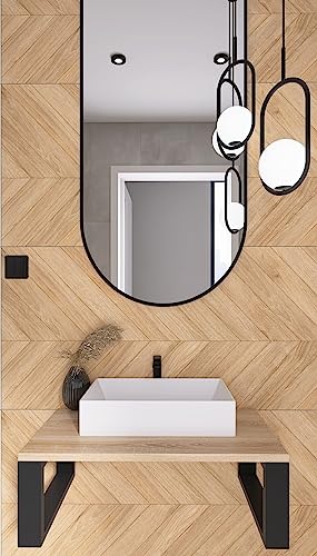 FERRO modern design Waschtischplatte Holz für Aufsatzwaschbecken 60 x 35 x 23 cm - Waschtisch Halterung Massivholz - Waschbecken Konsole Brett - Eschenholz mit Farblosem Lack Geschützt von FERRO modern design