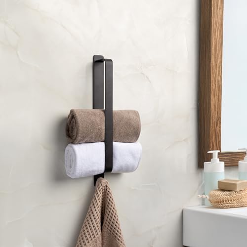 Handtuchhalter ohne Bohren 48cm Schwarz Matt – Selbstklebende Wand-Handtuchstange – Badetuchhalter für Badezimmer von FERRO modern design