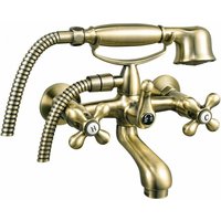 Ferro - Bronze Zweigriffmischer Badewannenarmatur von Modell Retro - Wannenarmatur mit Kreuzgriffen Badarmatur Wasserhahn für die Badewanne von FERRO