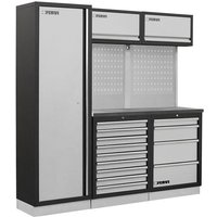 Modulares Werkstattmobel mit Edelstahlplatte Schranke und Schubladen Fervi a008q Modulares Werkstattmobel mit Edelstahlplatte Schranke und Schubladen Fervi a008q von FERVI