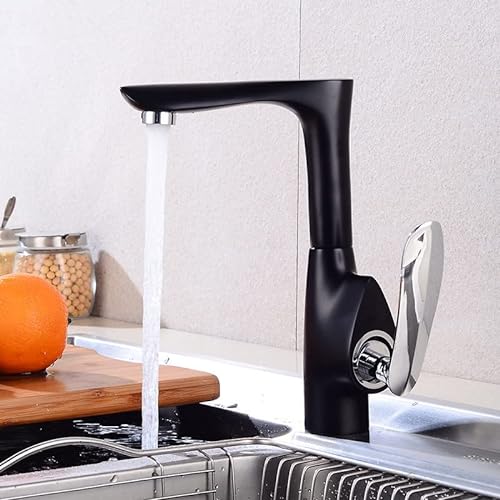 Kitchen Sink Faucet for Bar Farmhouse Commercial, Black Brass Right Angle Type Kitchen Sink Faucet, 360 Rotate Cold Hot Water Kitchen Faucets, White Sink Mixer Taps (Color : Black Silver, Size : Wit von FESTAS