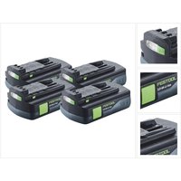 Festool - Akku Set 4x bp 18 Li 3,0 c Akku 18 v 3,0 Ah / 3000 mAh Li-Ion ( 4x 577658 ) mit Ladestandanzeige von FESTOOL