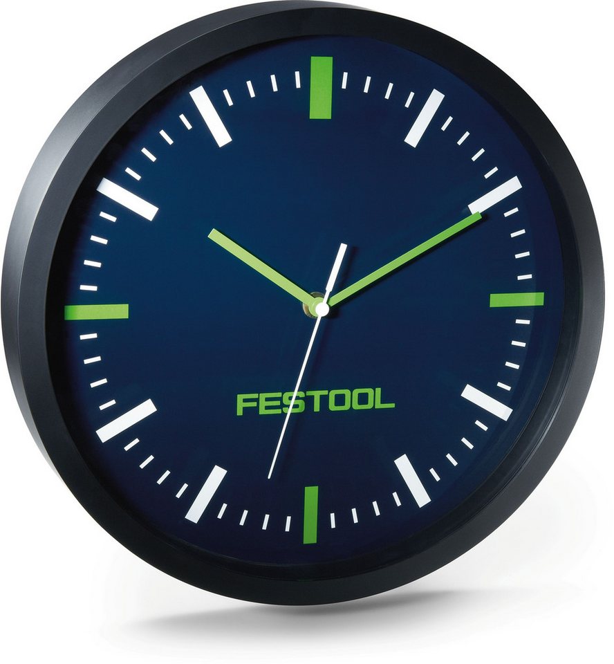 FESTOOL Elektrowerkzeug-Set AnwendungsschwerpunkteGroße Wanduhr mit schwarzem Kunststoff-Gehäuse von FESTOOL