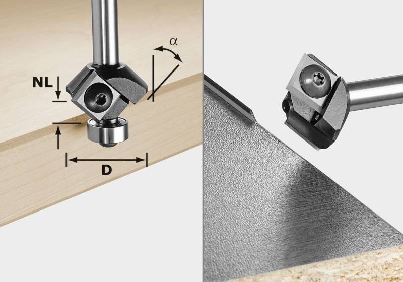 FESTOOL Fräser-Set Festool Fasefräser-Wendeplatten S8 HW 45° D27 12x12 KL von FESTOOL