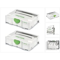 Festool 2 x Systainer T-LOC SYS 1 TL Werkzeug Koffer lichtgrau koppelbar ( 497563 ) von FESTOOL