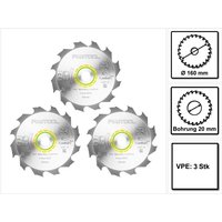 Festool 3x Panther Kreissägeblatt PW12 Holz 160 x 1,8 x 20 mm 160 mm 12 Zähne ( 3x 500460 ) HKC TS von FESTOOL