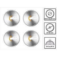 Festool 4x Kreissägeblatt Wood Fine Cut HW 160 x 1,8 x 20 mm WD42 ( 4x 205553 ) für Tauchsägen TS 55 F, TSC 55 K & Handkreissägen HK 55, HKC 55 von FESTOOL