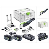 Vecturo osc 18 E-Basic Set Akku Oszillierer 18 v Starlock Max Brushless + 2x Akku 5,0 Ah + Ladegerät + 7 tlg. Zubehör Set + Systainer - Festool von FESTOOL