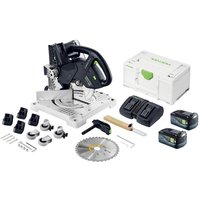 Symc 70 EB-Basic symmetric Akku Leistensäge 36 v ( 2 x 18 v ) 216 mm + 2x Akku 5,0 Ah + Doppelladegerät + Systainer - Festool von FESTOOL