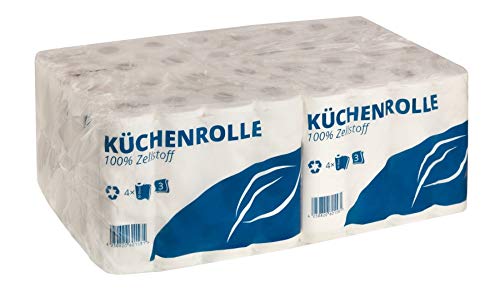 32 Rollen | Küchenrollen Premium [ 3-lagig ] Haushaltsrollen Großpackung sehr saugstark und reißfest | 25,6 x 22,4 cm je Abriss von FETEX