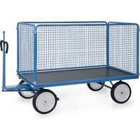 Fetra Handpritschenwagen mit Zugöse an der Deichsel, Drahtgitterwänden 1000 mm hoch Vollgummi-Bereifung 2000x1000 mm von FETRA