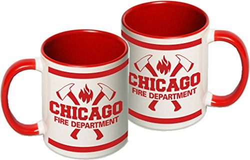 Tasse: "Chicago Fire Dept." mit Äxten two-tone-coffee-cup, red von FEUER1