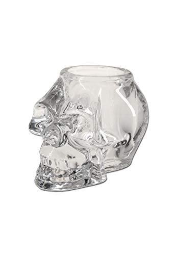 Bong-Discount | 60 x 52 mm | Glas, klar | Totenkopf-Kerzenhalter, Teelicht, Votiv-Glas, Kerzen-Ständer von FEUERGOTT