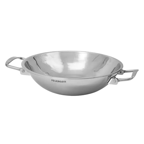 FEUERGOTT Wok Pfanne Edelstahl Ø 30 cm mit abklappbaren Griffen, runder Boden, spülmaschinengeeignet, für Gasgrill, Gasherd, Induktion FEUERGOTT Wok Pfanne Edelstahl Ø 30 cm mit abklappbaren Griffen, runder Boden, spülmaschinengeeignet, für Gasgrill, Gasherd, Induktion von FEUERGOTT