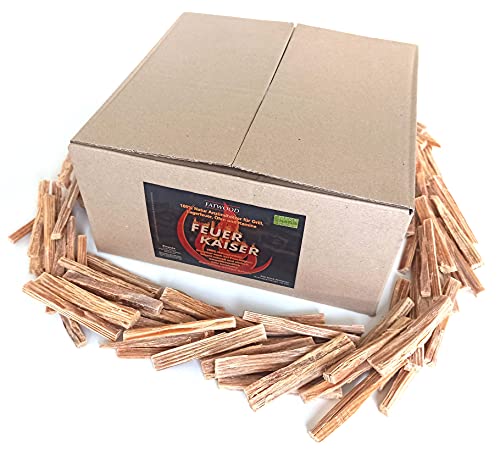 FEUERKAISER Kienspan Fatwood (ca. 500 Sticks, 4,5kg, Länge 10cm) natürlichster Bio Anzünder, Feueranzünder, Grillanzünder, Kaminanzünder, Ofenanzünder für Indoor und Outdoor von FEUERKAISER