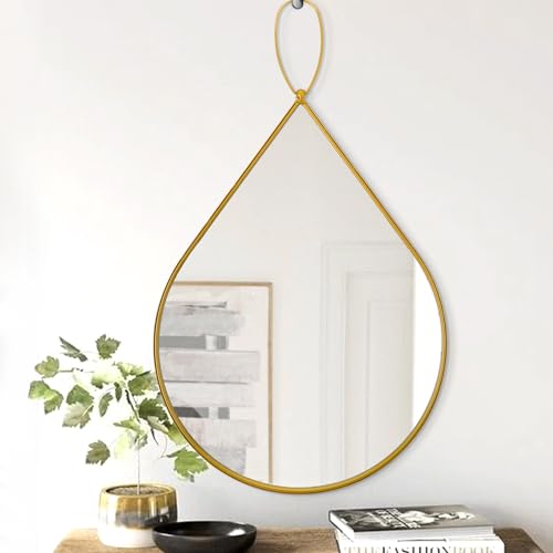 FEUFOAM Kleiner Spiegel für die Wand Teardrop Spiegel mit Gold Metall gerahmt Moderne Wandspiegel Dekorativ für Wanddekoration Schlafzimmer Wohnzimmer Badezimmer Spiegel von FEUFOAM