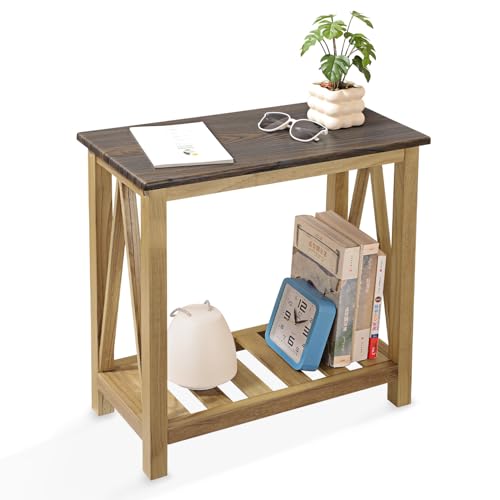 FEUFOAM Schmaler Beistelltisch, rechteckig, mit Ablage, rustikaler Akzent, Nachttisch, Sofatisch für Couch, kleine Räume, Wohnzimmer, Schlafzimmer FEUFOAM Schmaler Beistelltisch, rechteckig, mit Ablage, rustikaler Akzent, Nachttisch, Sofatisch für Couch, kleine Räume, Wohnzimmer, Schlafzimmer von FEUFOAM
