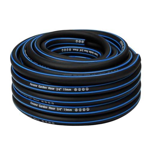 Fevone Gartenschlauch 20m 3/4 Zoll (19mm) Schlauchrohre für Garten 4ly 25 Bar Hochbelastbar Tragbar Außen Kompressor Schlauchleitung Flexibel Robust Gurtbar Knickschutz Schwarz/Blau von FEVONE