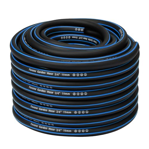 Fevone Gartenschlauch 30m 3/4 Zoll (19mm) Schlauchrohre für Garten 4ly 25 Bar Hochbelastbar Tragbar Außen Kompressor Schlauchleitung Flexibel Robust Gurtbar Knickschutz Schwarz/Blau von FEVONE