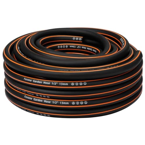 Fevone Gartenschlauch 20m 1/2 Zoll (13mm) Schlauchrohre für Garten 4ly 25 Bar Hochbelastbar Tragbar Außen Kompressor Schlauchleitung Flexibel Robust Gurtbar Knickschutz Schwarz/Orange von FEVONE