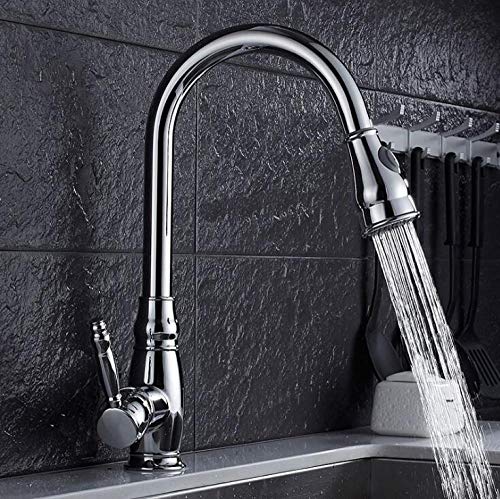 FEWDSCA Armaturen, Küchenarmatur Nickel Einhebel-Küchenarmatur Ausziehbare Küchenarmatur Einlochgriff Schwenkbar Um 360 Grad Wasserhahn Mischbatterie/Ohne Chrom von FEWDSCA