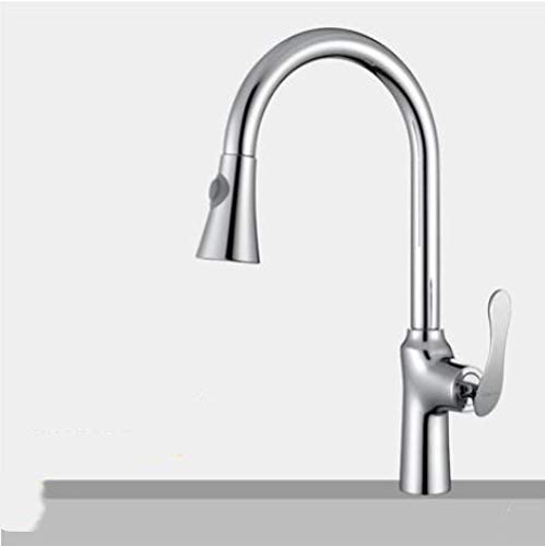 FEWDSCA Armaturen, Verchromte Ausziehbare Küchenarmatur Aus Massivem Messing, Schwenkbare Ausziehbrause, Spültischmischer, Wasserhahn/Chrom von FEWDSCA