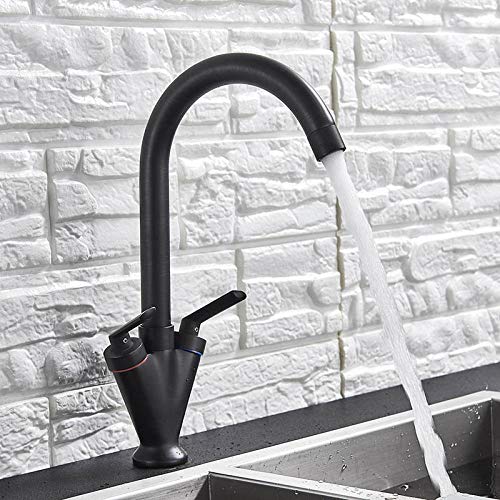 FEWDSCA Küchenarmatur, Küchenarmatur Deck-Spülbecken-Armatur Hoher Bogen 360 Grad Schwenkbar Kalt-D Warmwasser-Doppelhalter Wasserhahn von FEWDSCA