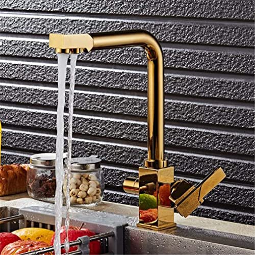 FEWDSCA Wasserhähne, Filter Küchenarmatur Chrom-Mischbatterie 360° Drehbar Mit Wasserreinigungsfunktion Mischbatterie Für Die Küche 3-Wege-Doppelgriff-Trinkwasserhahn/Den von FEWDSCA