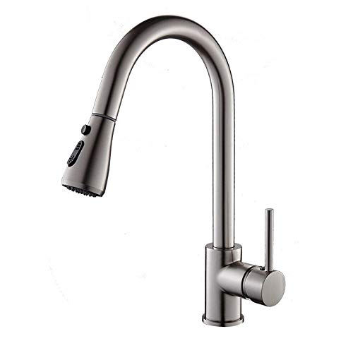 FEWDSCA Wasserhähne, Nickel Ausziehbare Küchenarmatur Massive Messischwenkbare Ausziehbare Küchenarmatur Sprühwasserhahn Wasserhahn/Nickel von FEWDSCA