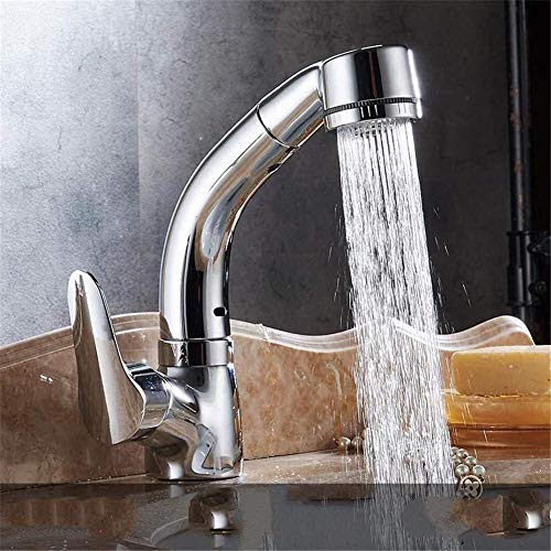 FEWDSCA Wasserhähne, Wasserhähne, Polierter Ausziehbarer Küchenwasserhahn Messiwaschbecken Wasserhahn Oberfläche Einhebelmischer Wasserhähne, Galvanisiert/Gaanisieru von FEWDSCA