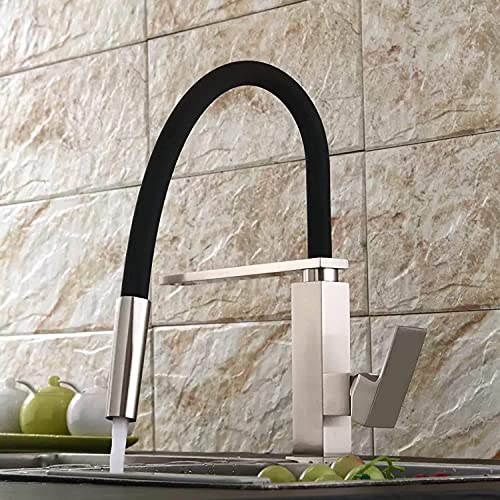FEWDSCA Wasserhähne, Wasserhahn Küchenarmatur Ausziehbarer Wasserhahn Aus Gebürstetem Nickel Küchenarmatur Aus Messispültischarmatur Schwenkbar von FEWDSCA