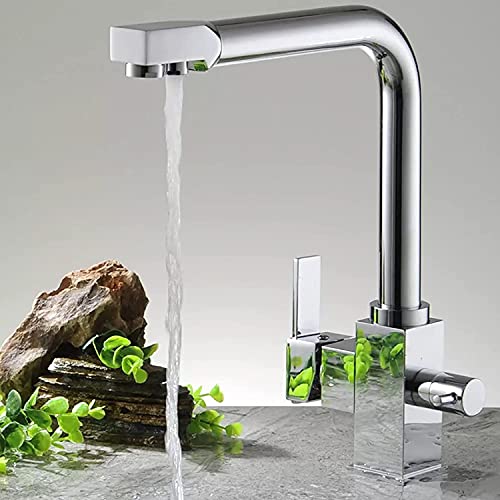 FEWDSCA Wasserhähne, Wasserhahn Küchenarmatur Verchromt Messikalt-D Warmwasser Küche Mit Reinwasserhahn Multifunktionaler Spülbecken-Wasserhahn von FEWDSCA
