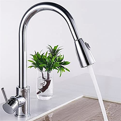 FEWDSCA Wasserhähne, Wasserhahn Küchenspülenarmatur Auszieh-/Auszieh-Mischbatterie Einhebel-Decksmontage Heiß-Kalt-Drehbar Küche/Chrom von FEWDSCA