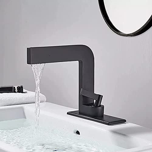 FEWDSCA Wasserhähne, Wasserhahn Messiwasserhahn Matt Wasserfall Waschbecken Wasserhahn Badezimmer Waschbecken Wasser Mischbatterie Heiß-Kalt Wasser Waschbecken Wasserhahn Badezimmer Wasserhahn/1 von FEWDSCA