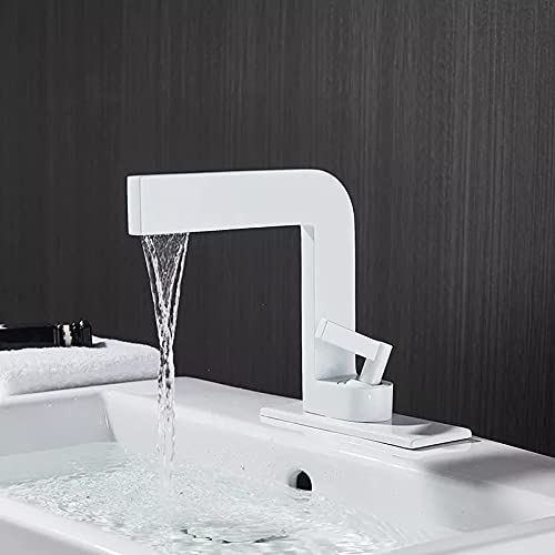 FEWDSCA Wasserhähne, Wasserhahn Messiwasserhahn Matt Wasserfall Waschbecken Wasserhahn Badezimmer Waschbecken Wasser Mischbatterie Heiß-Kalt Wasser Waschbecken Wasserhahn Badezimmer Wasserhahn/2 von FEWDSCA