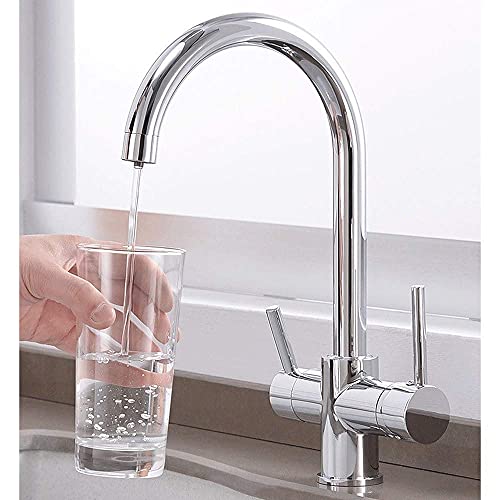 FEWDSCA Wasserhähne, Wasserhahn Moderne Wasserhähne, 3-Wege-Wasserfilter-Wasserhähne Küchenspültisch-Mischbatterie Reinwasserhahn Doppelhebel 360° Drehbar Stand 3-Wege-Küchenarmatur Für Wasserfilter von FEWDSCA
