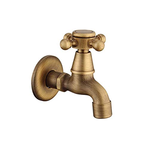 FEWDSCA Wasserhähne, Wasserhahn Wandmontierter Wasserhahn Aus Kupfer Antiker Waschwasserhahn, Langerd Kurzer Einzel-Kaltwasserhahn Zur Wandmontage, Europäischer Retro-Mopp-Pool-Wasserhahn/Kurz/D/Kurz von FEWDSCA
