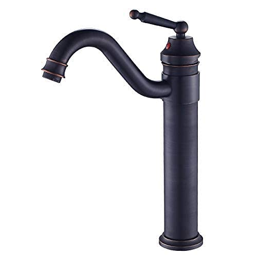 FEWDSCA Wasserhähne, Wasserhahn Wasserhahn Silber Wasserhahn Waschbecken Wasserhahn Alle Antik Kontinental Warm-D Kaltwasserhahn Erhöhter Einloch-Waschbecken Wasserhahn Wasserhahn/Schwarz Hoher Abschn von FEWDSCA