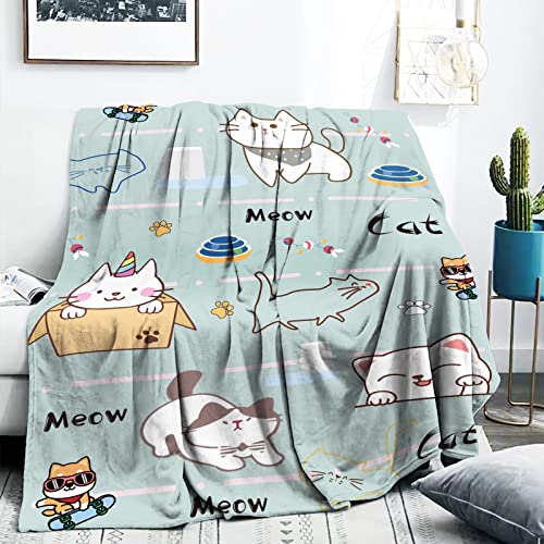 FEYG Katze Baby Decke Geschenk, Katze Decke Kuscheldecke für Katzenliebhaber, Katze MIAU Decke Haustier Katze Decke für Couch Sofa Schlafzimmer Stuhl Camping Büro Auto Reise Picknick (102 x 127 cm) von FEYG