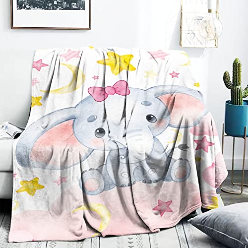 FEYG Rosa Elefant Decke für Baby Mädchen, Elefant Werfen Decke für Mädchen Geschenk, 102 x 127 cm Weiche Flanell Elefant Decke Kuscheldecke für Mädchen Kinder Baby Dusche Geburtstag Geschenk von FEYG