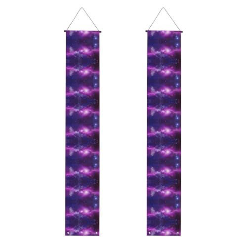 Banner zum Schulabschluss, 2 Stück, personalisierbar, Party-Dekoration, lila-blaue Galaxie, hängende Banner mit Stange und Seil für Innen- und Außenbereich, festlicher Hintergrund für Zeremonie von FEYUNYAN