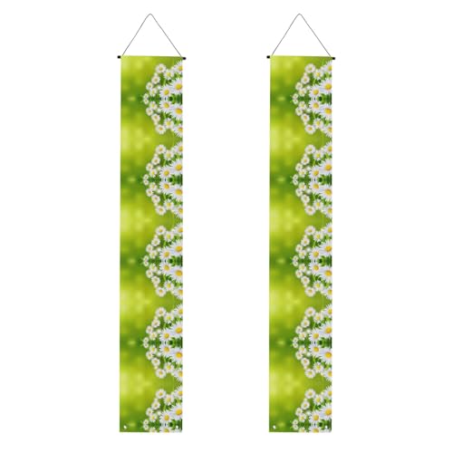 Banner zum Schulabschluss, 2 Stück, personalisierte Party-Dekoration, Blumenblumen, Gänseblümchen, hängende Banner mit Stange und Seil für Innen- und Außenbereich, festlicher Hintergrund für Zeremonie von FEYUNYAN