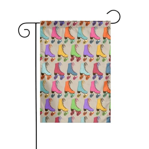 FEYUNYAN Doppelseitige Gartenflaggen, 45 x 30 cm, bunte Rollschuhe, lebendige Outdoor-Dekoration für Terrasse, Rasen, alle Jahreszeiten, langlebige Polyester-Flagge, wetterfest, dekoratives Banner für FEYUNYAN Doppelseitige Gartenflaggen, 45 x 30 cm, bunte Rollschuhe, lebendige Outdoor-Dekoration für Terrasse, Rasen, alle Jahreszeiten, langlebige Polyester-Flagge, wetterfest, dekoratives Banner für von FEYUNYAN