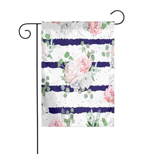 FEYUNYAN Doppelseitige Gartenflaggen, 45 x 30 cm, marineblau gestreifte Blumensträuße, lebendige Outdoor-Hof-Dekoration für Terrasse, Rasen, alle Jahreszeiten, langlebige Polyester-Flagge, wetterfest FEYUNYAN Doppelseitige Gartenflaggen, 45 x 30 cm, marineblau gestreifte Blumensträuße, lebendige Outdoor-Hof-Dekoration für Terrasse, Rasen, alle Jahreszeiten, langlebige Polyester-Flagge, wetterfest von FEYUNYAN