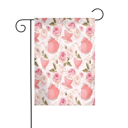 FEYUNYAN Doppelseitige Gartenflaggen, 45 x 30 cm, rosa Teekanne, lebendige Outdoor-Dekoration für Terrasse, Rasen, alle Jahreszeiten, langlebige Polyester-Flagge, wetterfest, dekoratives Banner für FEYUNYAN Doppelseitige Gartenflaggen, 45 x 30 cm, rosa Teekanne, lebendige Outdoor-Dekoration für Terrasse, Rasen, alle Jahreszeiten, langlebige Polyester-Flagge, wetterfest, dekoratives Banner für von FEYUNYAN