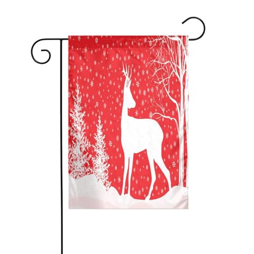 FEYUNYAN Doppelseitige Gartenflaggen, 45 x 30 cm, weihnachtliches Winter-Hirsch, lebendige Outdoor-Hof-Dekoration für Terrasse, Rasen, alle Jahreszeiten, langlebige Polyester-Flagge, wetterfest FEYUNYAN Doppelseitige Gartenflaggen, 45 x 30 cm, weihnachtliches Winter-Hirsch, lebendige Outdoor-Hof-Dekoration für Terrasse, Rasen, alle Jahreszeiten, langlebige Polyester-Flagge, wetterfest von FEYUNYAN