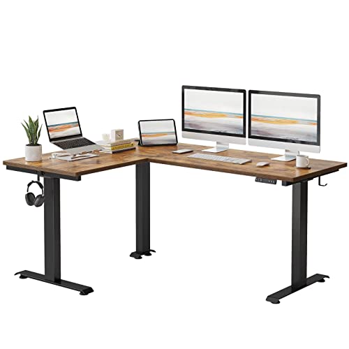 FEZIBO DREI Motoren Schreibtisch Höhenverstellbar Elektrisch, L Form Stehpult, Links und rechts austauschbar, 160 x 120 cm Stehschreibtisch eckschreibtisch, Schwarz Rahmen/Braun Tischplatte FEZIBO DREI Motoren Schreibtisch Höhenverstellbar Elektrisch, L Form Stehpult, Links und rechts austauschbar, 160 x 120 cm Stehschreibtisch eckschreibtisch, Schwarz Rahmen/Braun Tischplatte von FEZIBO