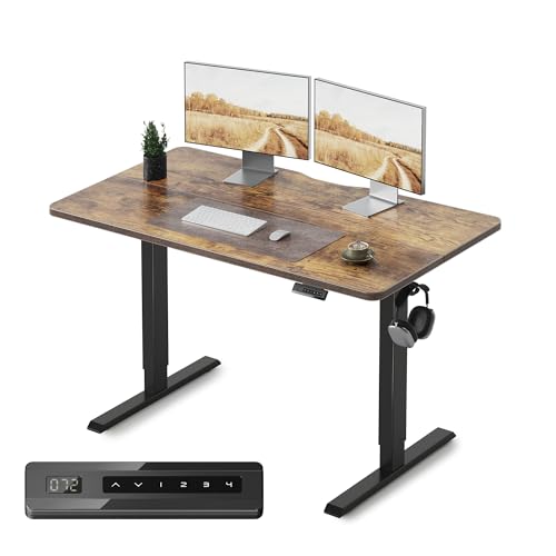 FEZIBO Schreibtisch Höhenverstellbar Elektrisch, 120 x 60 cm Steh-Sitz Tisch, Verstellbarer Stehpult mit Memory-Steuerung, Ergonomischer Computertisch Homeoffice, Braun von FEZIBO