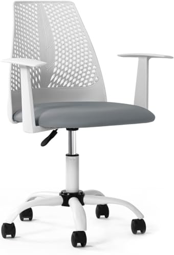 FEZIBO höhenverstellbarer Bürostuhl mit atmungsaktiver Rückenlehne, moderner 360 Drehstuhl, Mid Back PP Computerstuhl, Bürostuhl, Schreibtischstuhl mit Rädern und Armlehnen, Grau von FEZIBO