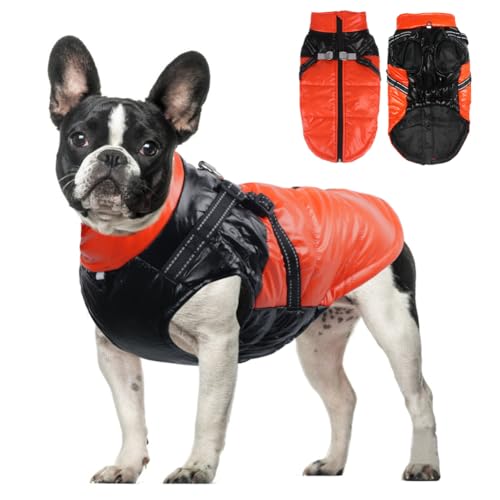 FEimaX Hundemantel Wasserdicht Warme Hundejacke Winter Haustier Jacke Winddichte Welpenweste mit Reflektierende Verstellbare Geschirr für Kleine Mittelgroße Hunde von FEimaX